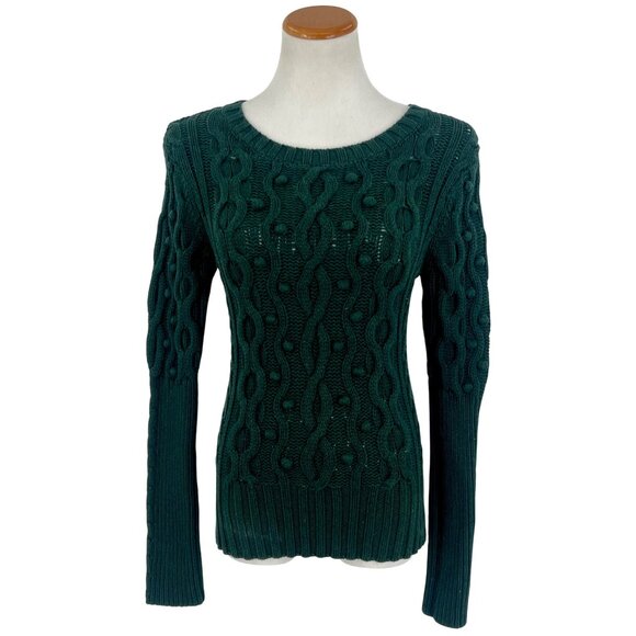 Vintage Victoria’s Secret Casual Preppy Textured Cable Knit Chunky Green Sweater - Picture 2 of 12